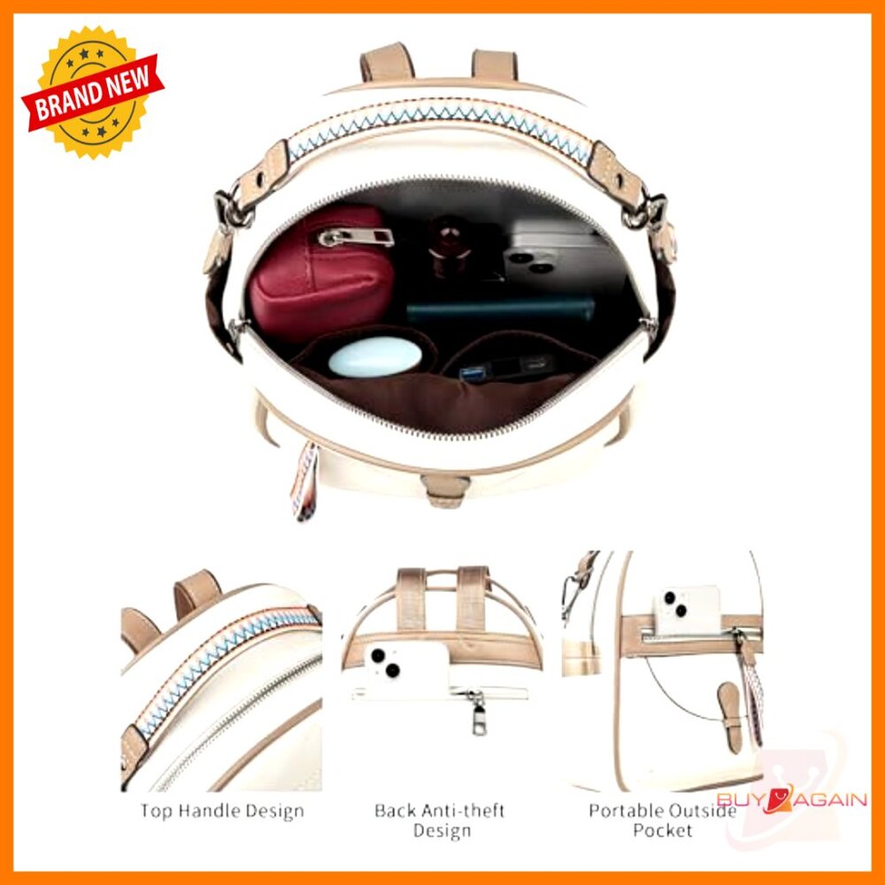 Mini Leather Backpack Purse With Multiple Pockets… - image 4